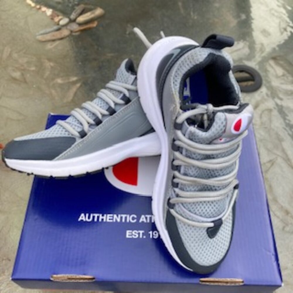 BRAND NEW Boys CHAMPION TIE UP SHOES, gray, size 1